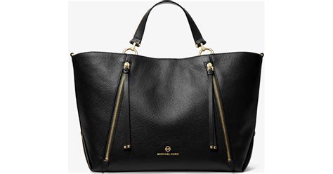 michael kors brooklyn medium woven leather tote|Brooklyn Large Pebbled Leather Tote Bag .